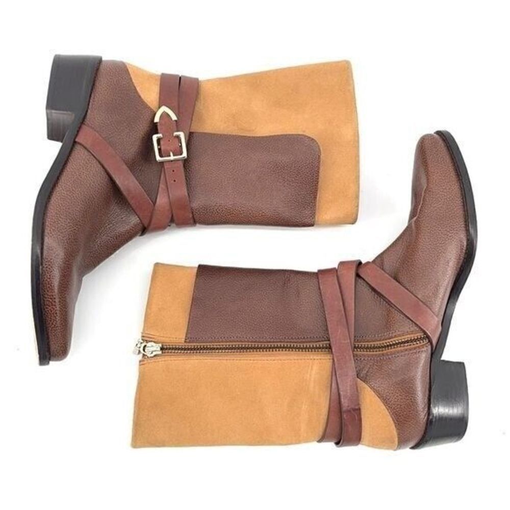 Rebecca Minkoff 7 Sebas two tone leather Brazil boots mid shaft booties 6